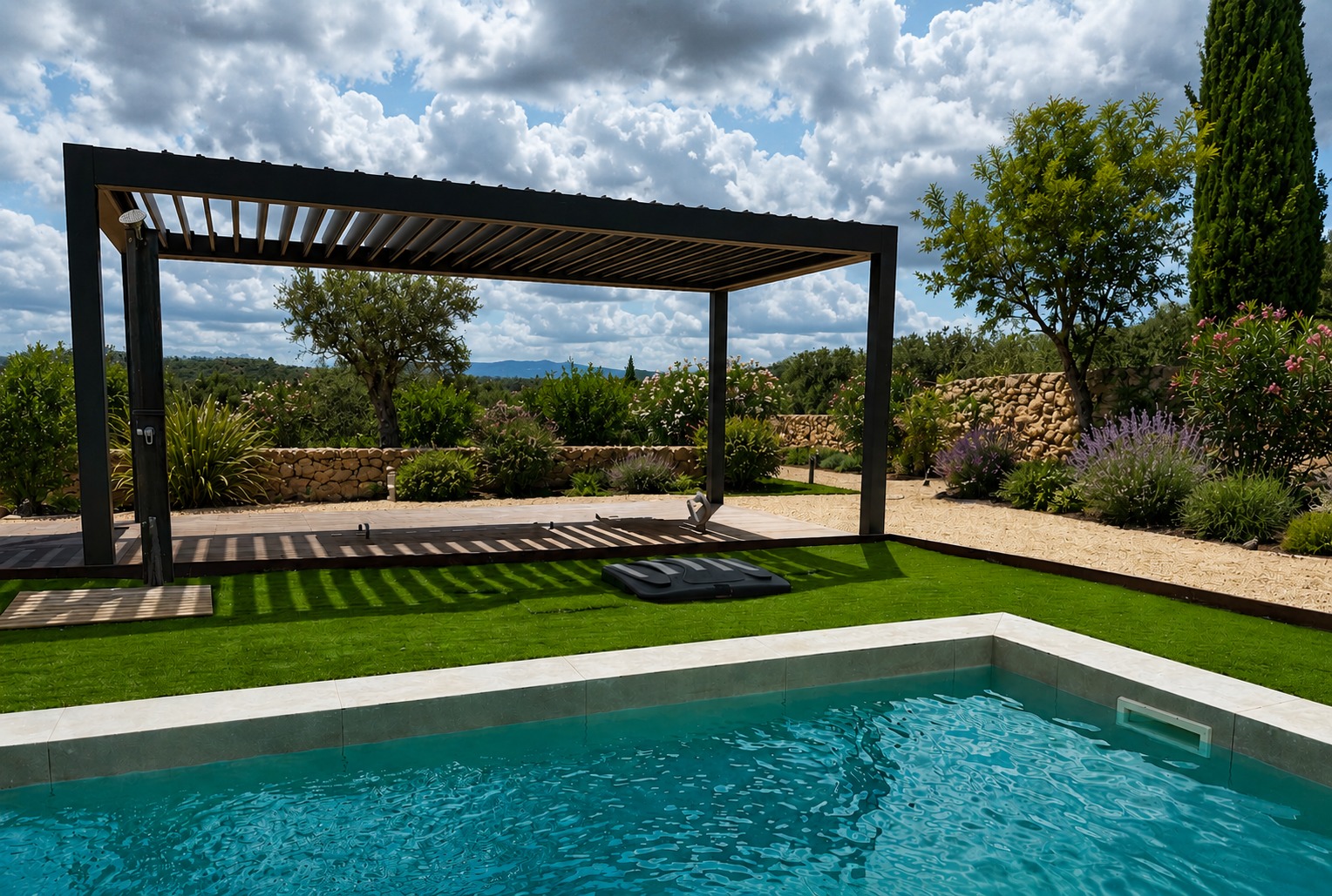 Pérgola de aluminio en villa de Ibiza